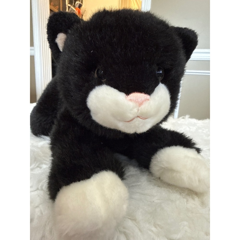 Gund Scoopers Black Tuxedo Cat Plush Stuffed Animal White Paws Vintage 11053 14"